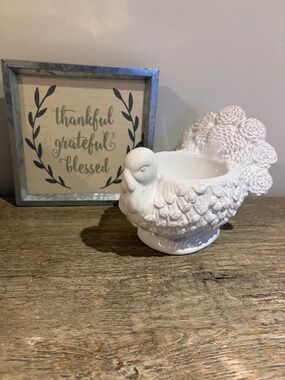 Mudpie Turkey Gravy Boat, white ceramic